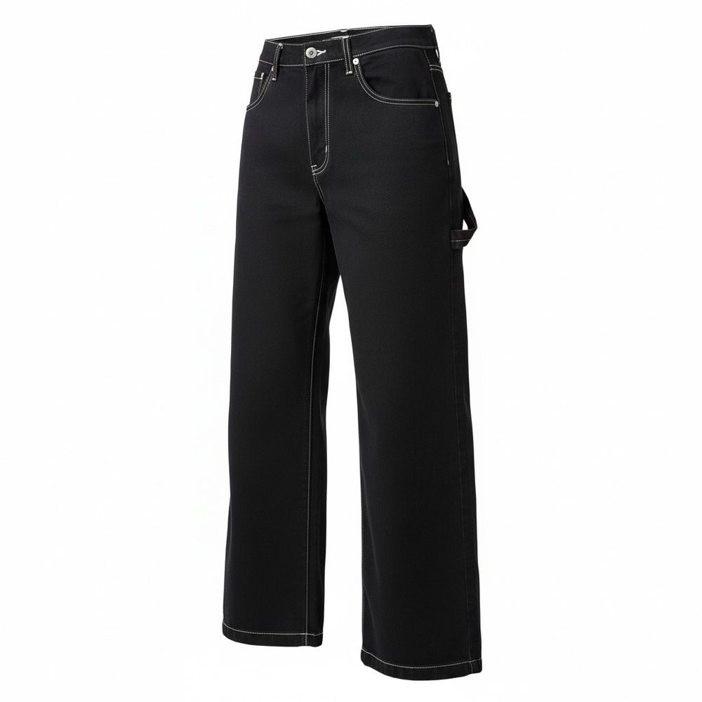 REFORMATION High-Rise Wide-Leg Black Jeans with Contrast Stitching, size 26 - Picture 3 of 11